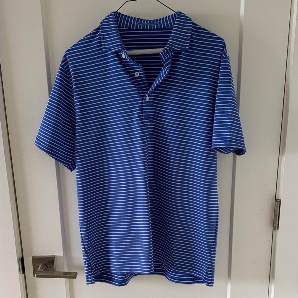 J. McLaughlin Navy and White Striped Polo Shirt
